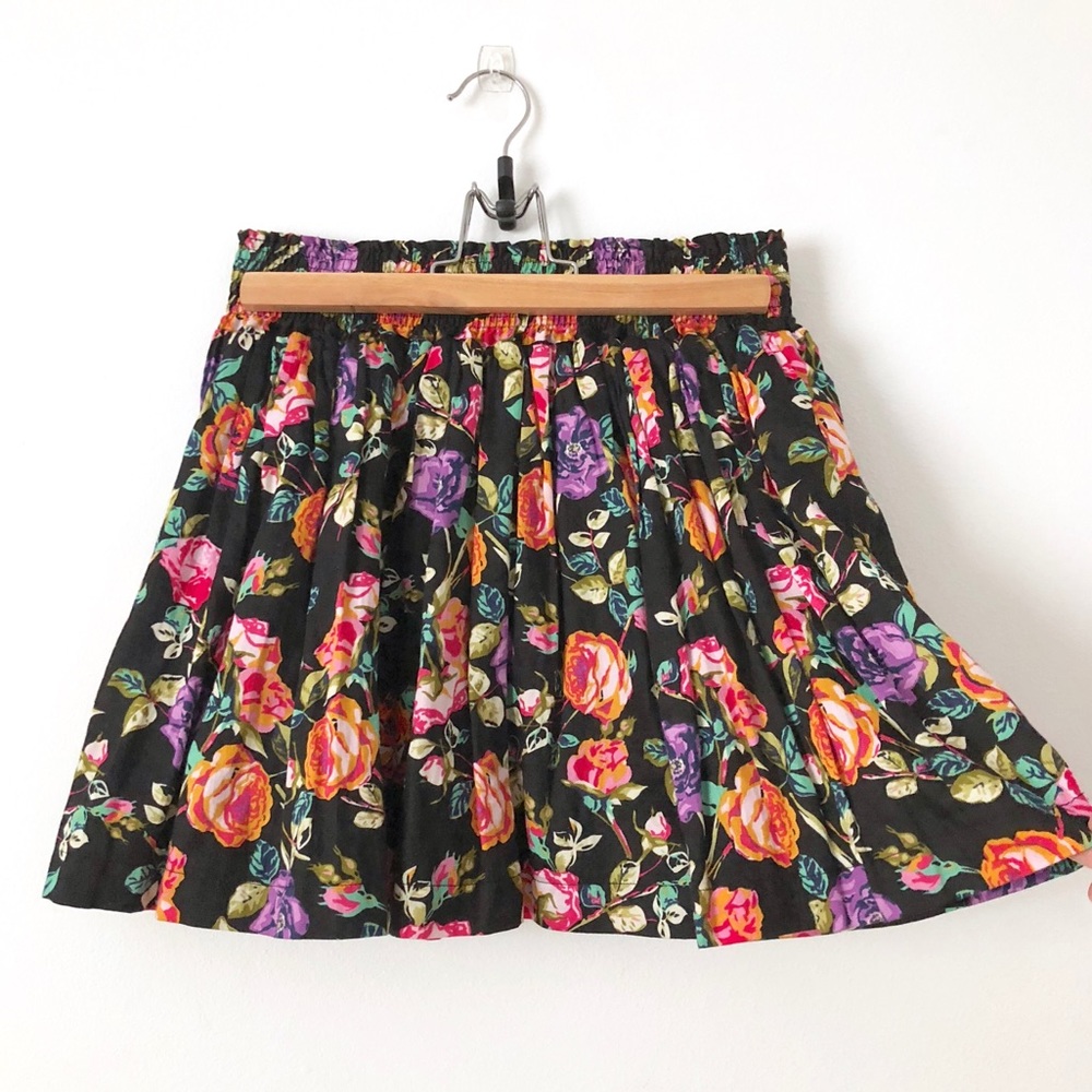 Floral Skater Full Mini Lined Skirt Elastic Waist